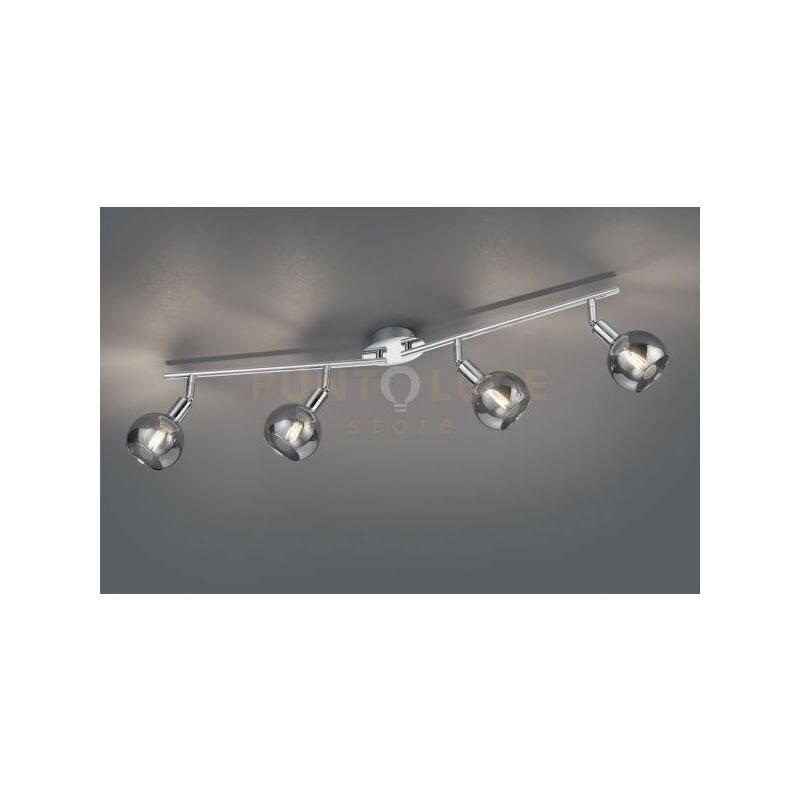 foto del prodotto brest barra 4 spots metallo cromo con vetri fume l. 83cm attacco e14
