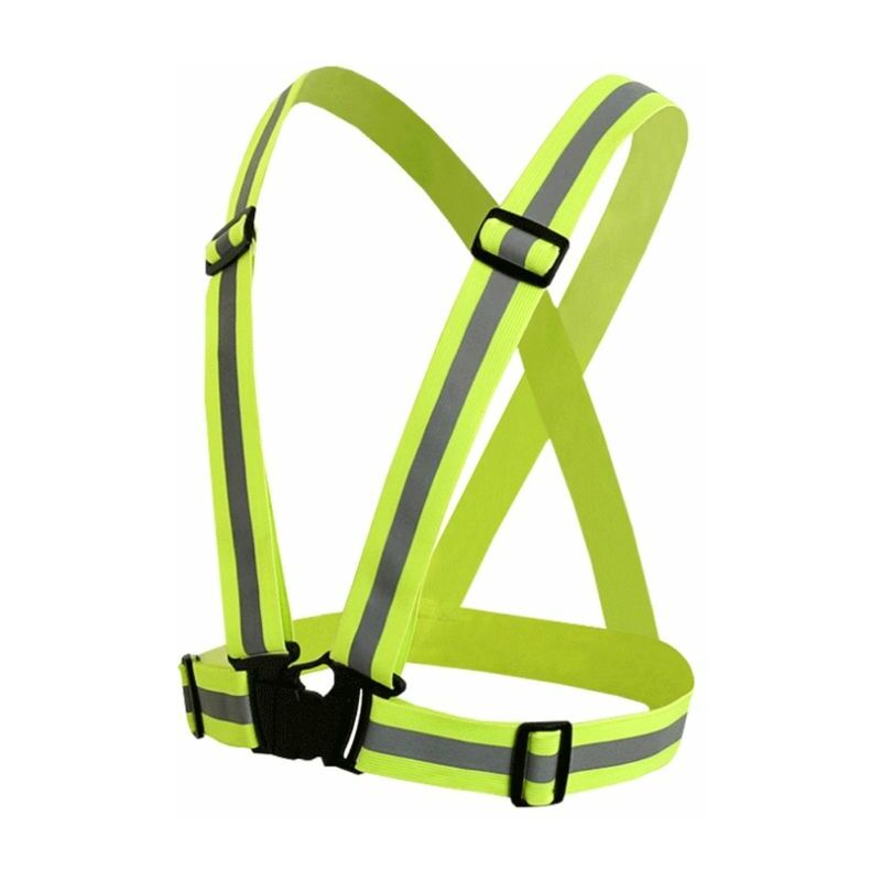 foto del prodotto bretelle giubbetto universale alta visibilit per corsa ciclismo monopattino rifrangente colore verde fluo