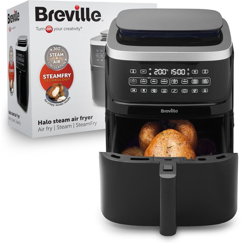 foto del prodotto breville halo friggitrice senza olio vapore friggitrice digitale senza olio da 7 litri con tecnologia steamfry 1700 w nero vdf133x presa ue