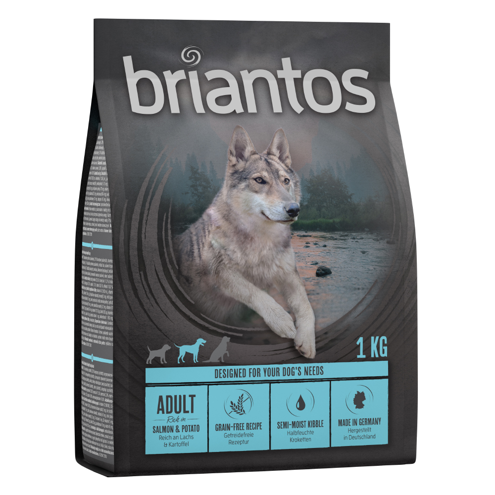 foto del prodotto briantos adult salmone patate senza cereali crocchette per cane 1 kg