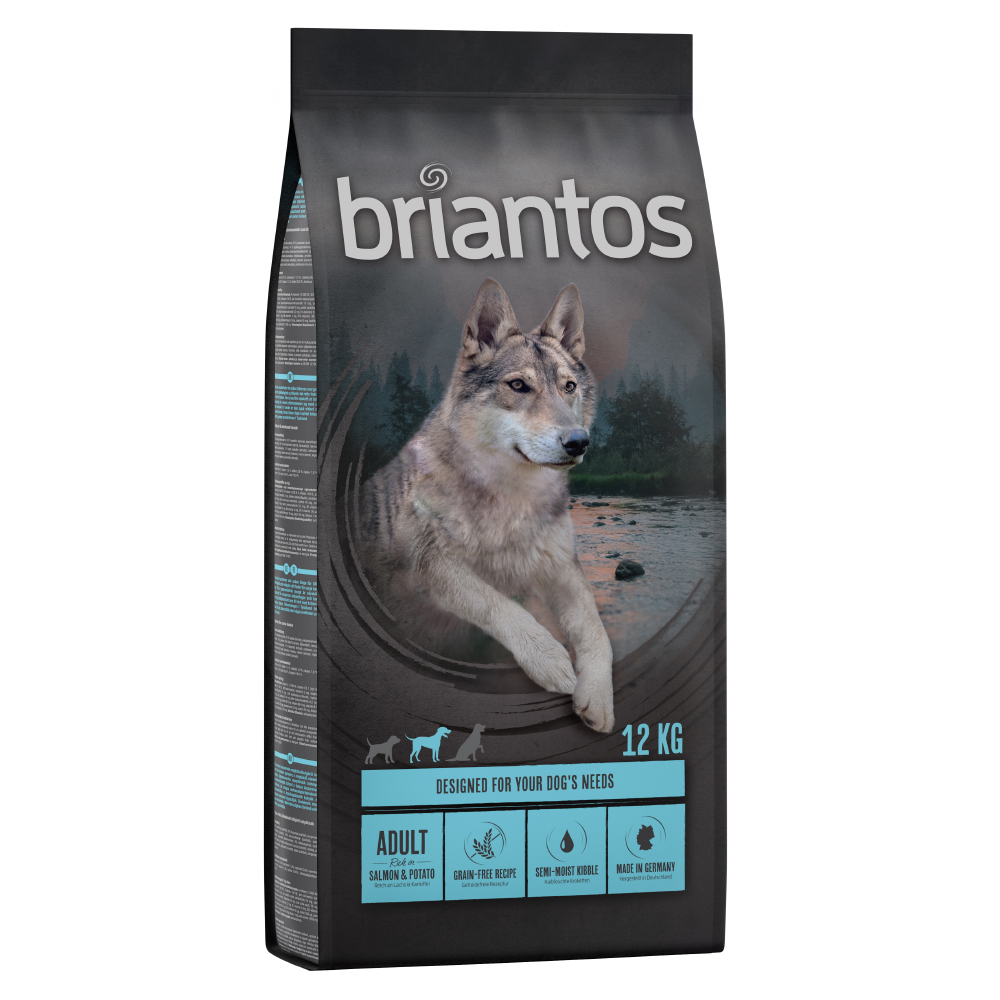 foto del prodotto briantos adult salmone patate senza cereali crocchette per cane 12 kg