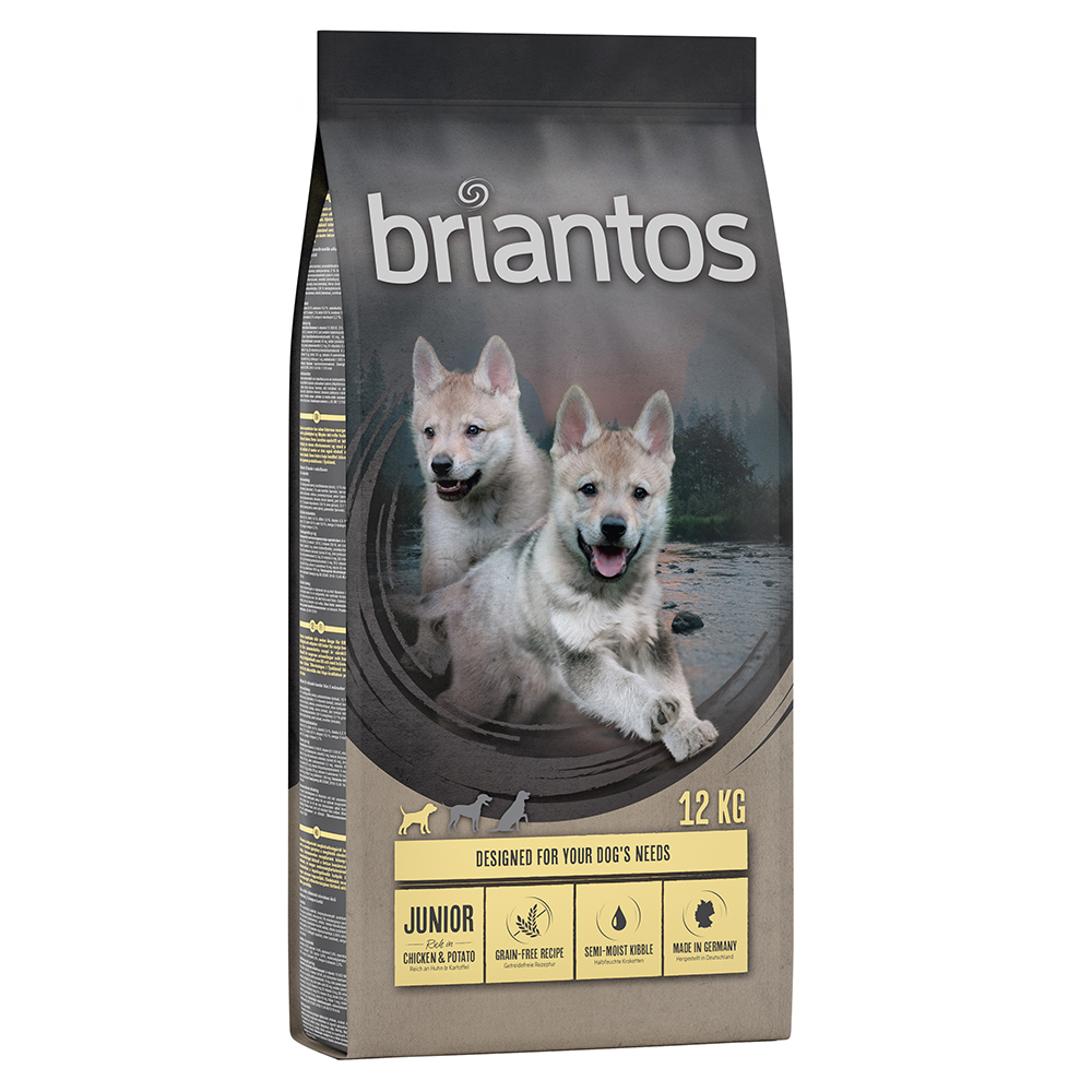 foto del prodotto briantos junior pollo patate senza cereali crocchette per cani 12 kg