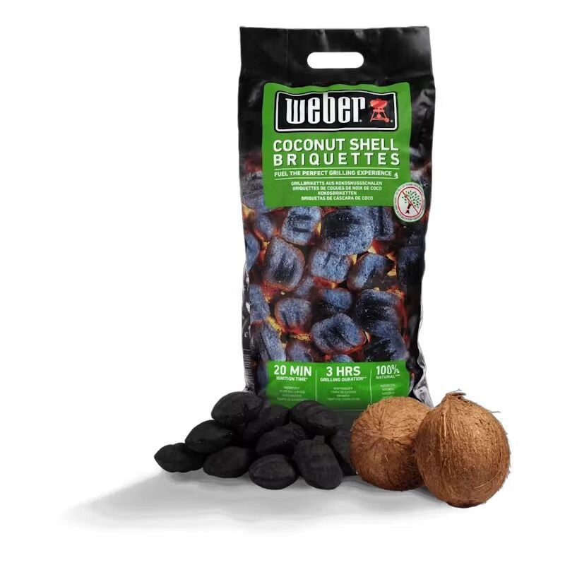 foto del prodotto bricchette carbone guscio di cocco 4 kg bbq ecologico e lunga durata weber