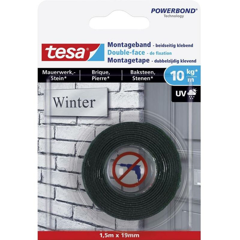 foto del prodotto brick stone 77748 00000 00 nastro per fissaggio powerbond nero l x l 1.5 m x 19 mm 1 pz. tesa