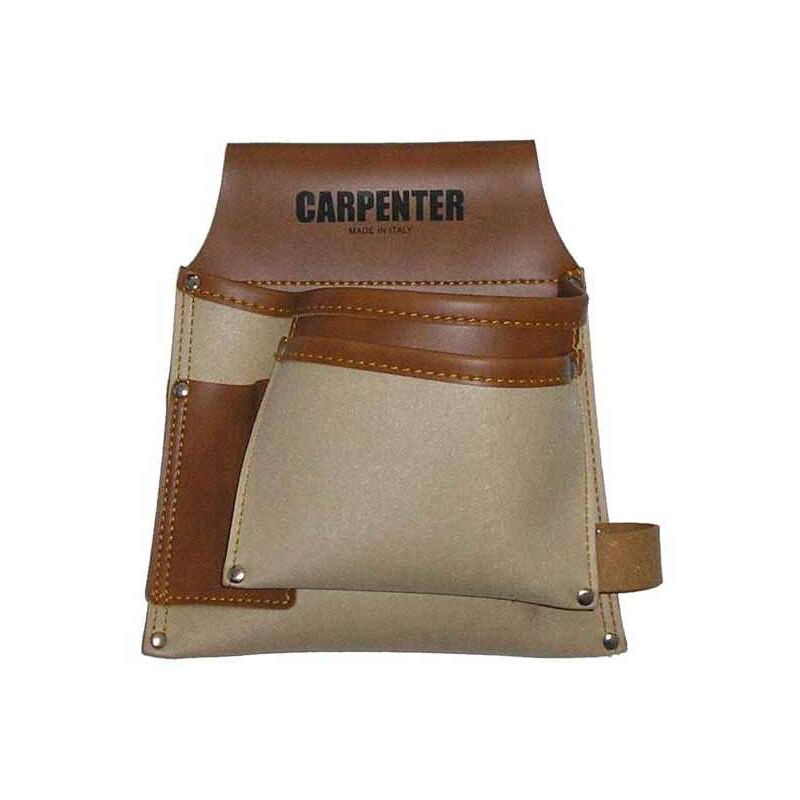 foto del prodotto brico dea borsa carpentiere 2 tasche porta martello crosta bovina cm 29x27 1 pezzo