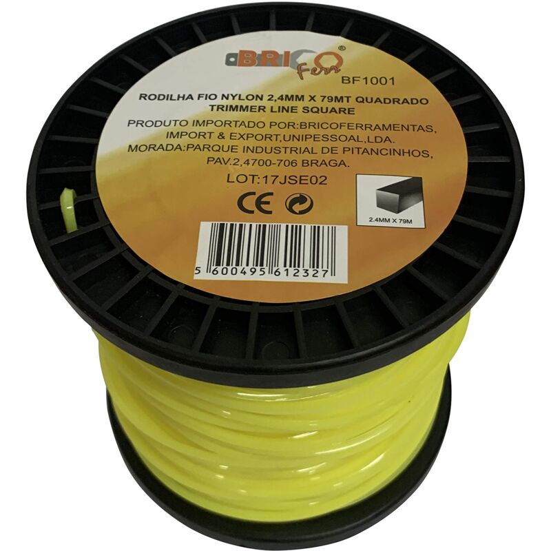 foto del prodotto bricoferr bf1001 desbrozadora nylon profilo quadrato filo 2,4 mm x 79 metri 