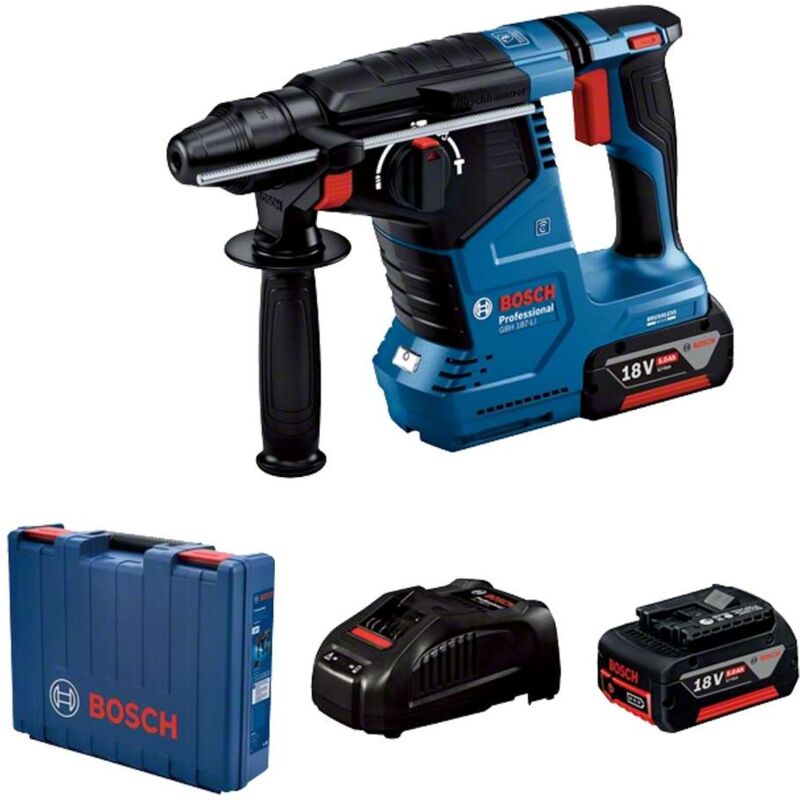 foto del prodotto bricoline bosch utensili martello perforatore a batteria 18v, 2x batterie da 5,0 ah, caricabatterie 0611923021