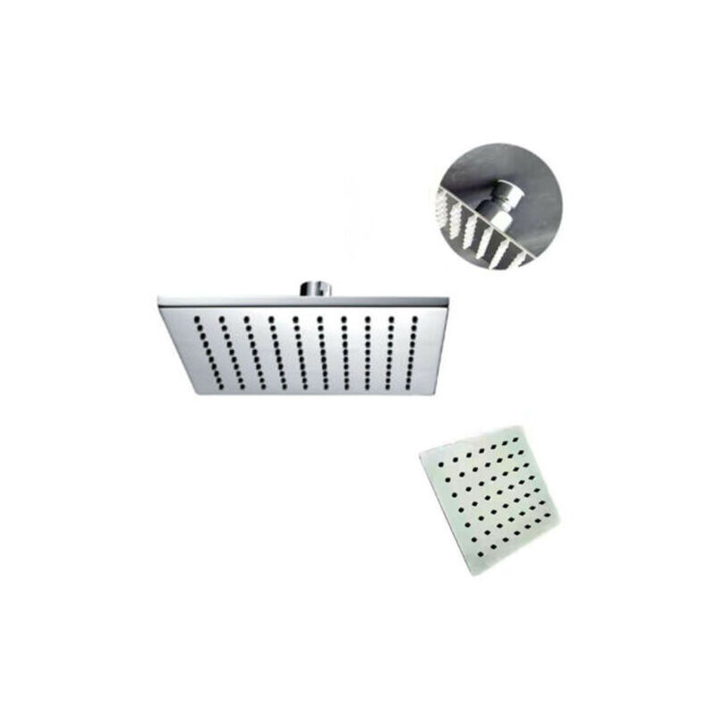 foto del prodotto bricoqui soffione per doccia quadrato quadro 15 cm bagno effetto pioggia sottile cromato