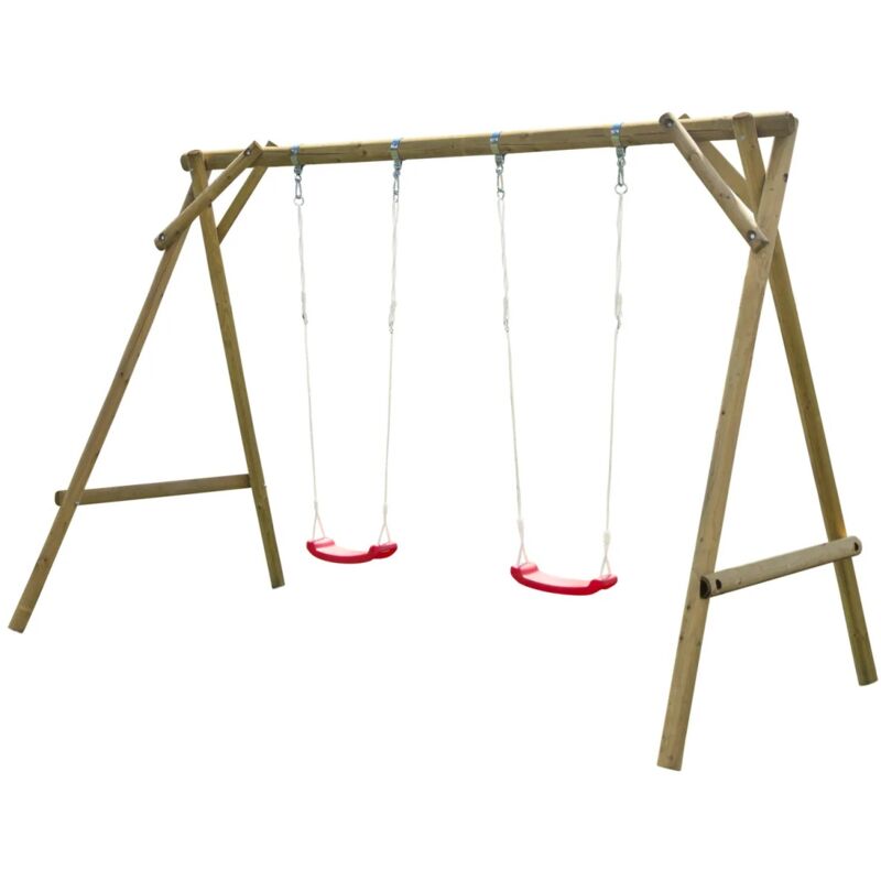 foto del prodotto bricoshop24 altalena in legno per bambini 2 posti gioco da giardino