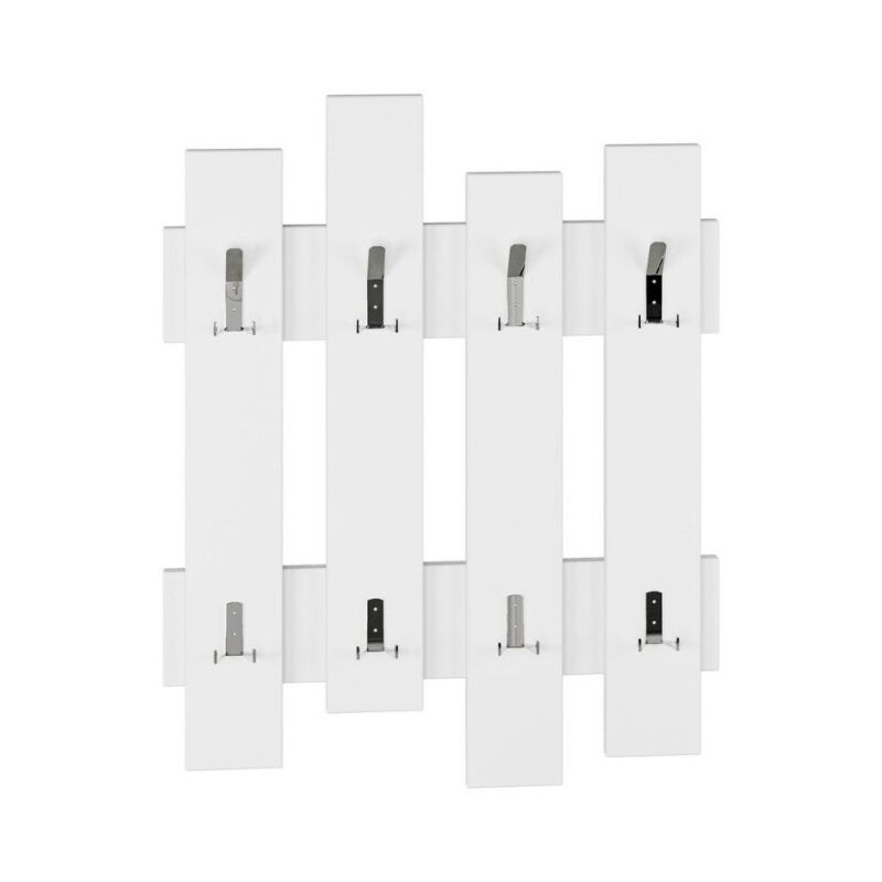 foto del prodotto bricoshop24 appendiabiti a muro in legno bianco con ganci moderno mobile ingresso a parete