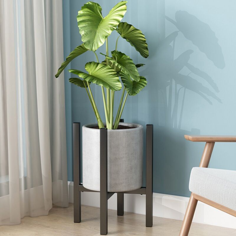 foto del prodotto bricoshop24 base porta piante nero in metallo portavaso e fiori regolabile da interno