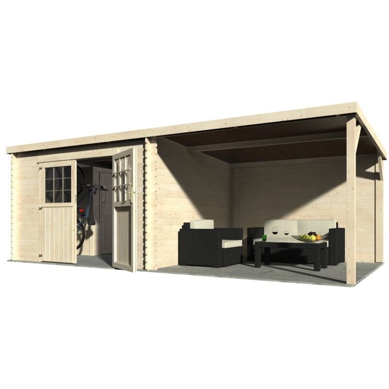 foto del prodotto bricoshop24 casa tettoia block house 610x300 legno 28 mm giardino parcheggio auto moto bici