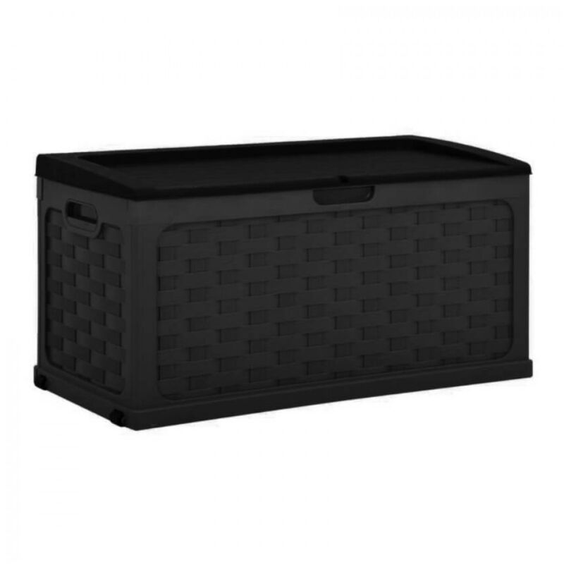 foto del prodotto bricoshop24 cassapanca baule in plastica rattan antracite 116 x 56 x 58 cm