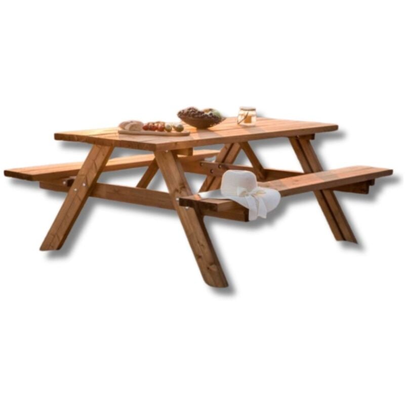 foto del prodotto bricoshop24 gioco tavolo da pic nic in legno per giardino tavolino con panche inclusive