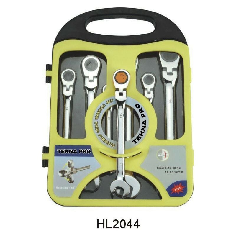 foto del prodotto bricoshop24 kit 7 chiavi inglesi a cricchetto snodabile da 8 19 mm officina meccanico fisse