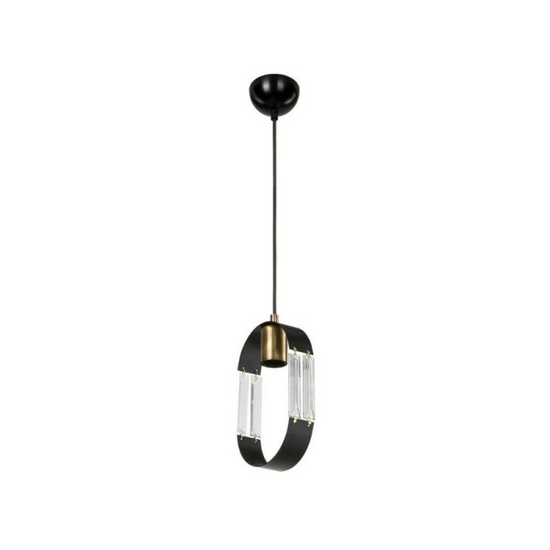 foto del prodotto bricoshop24 lampada a sospensione per interno lampadario metallo e vetro nero pendente sala