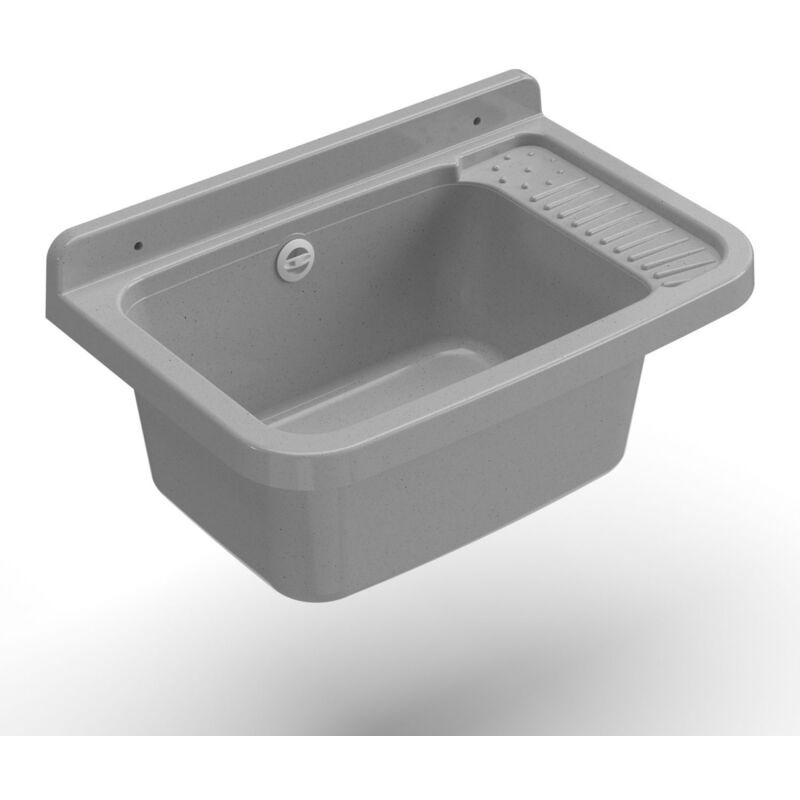 foto del prodotto bricoshop24 lavatoio a parete in resina sink 50cm grigio mongardi