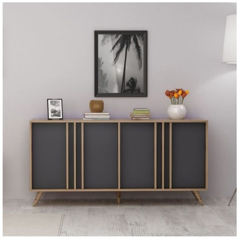 foto del prodotto bricoshop24 mobile da soggiorno madia 4 antracite noce piattaia credenza soggiorno ingresso