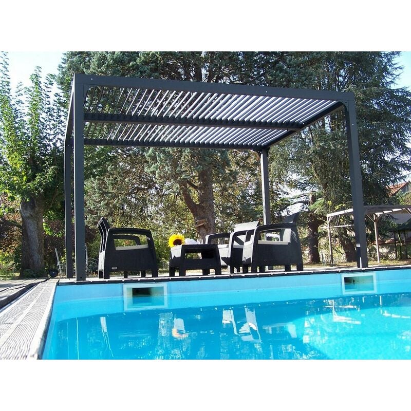foto del prodotto bricoshop24 pergola bioclimatica 3.6x3 mt in alluminio gazebo da giardino terrazzo pergolato