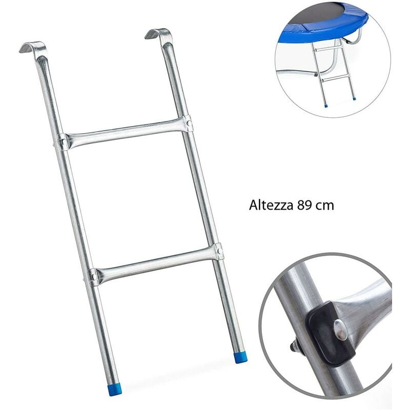foto del prodotto bricoshop24 - scaletta alt 89 cm per tappeto elastico diametro 305 400 trampolino 2 gradini