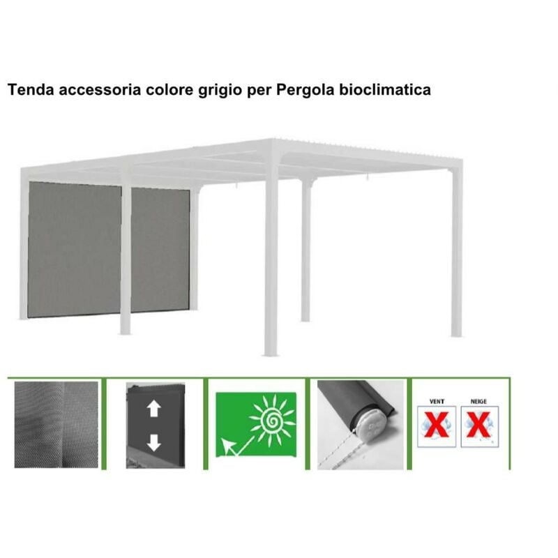 foto del prodotto bricoshop24 - zanzariera tenda laterale 3.4 mt in pvc per pergola bioclimatica in alluminio