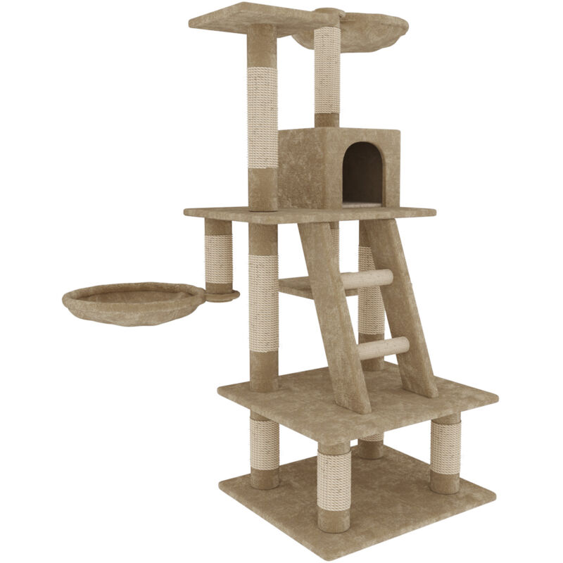 foto del prodotto bricozone albero per gatto con graffiatoio cuccia giocattolo gatti parco giochi tiragraffi in sisal naturale 116 cm