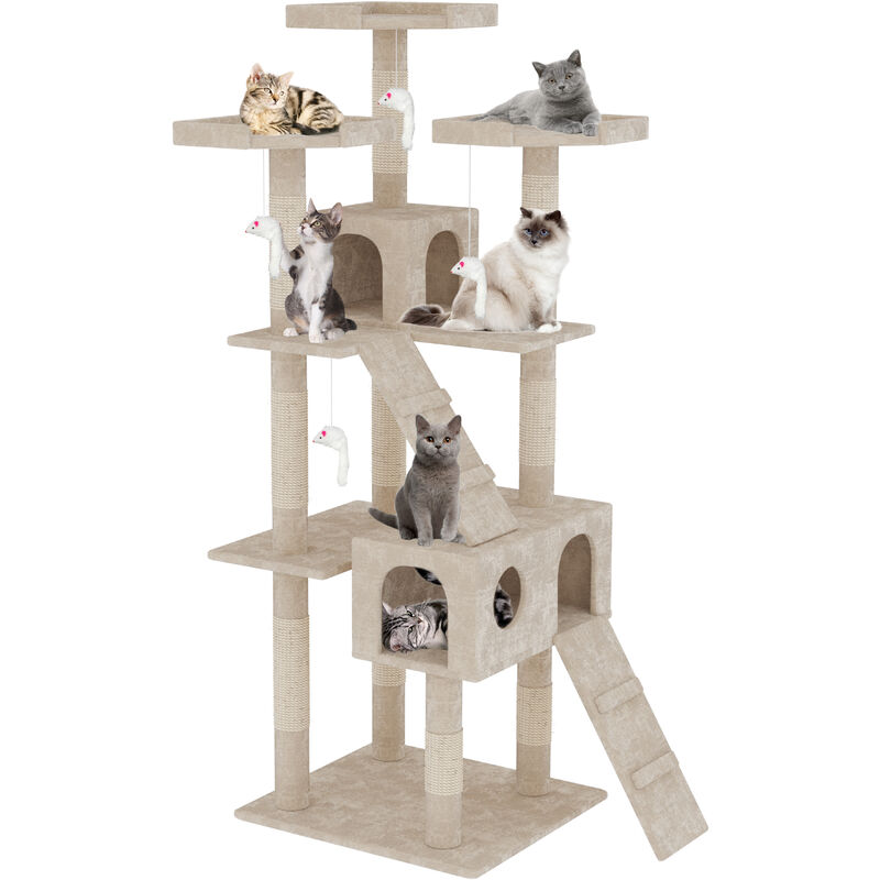 foto del prodotto bricozone albero per gatto con graffiatoio cuccia giocattolo gatti parco giochi tiragraffi in sisal naturale 170 x 49 x 49 cm