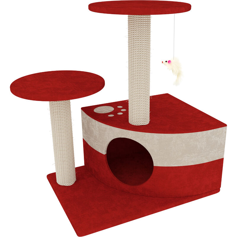 foto del prodotto bricozone albero per gatto con graffiatoio cuccia giocattolo gatti parco giochi tiragraffi in sisal naturale 71 x 44 x 33 cm