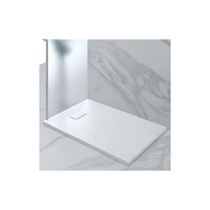 foto del prodotto bricozone piatto doccia spessore 2.6 cm resina smc effetto pietra stone ardesia antiscivolo riducibile filopavimento con griglia di copertura