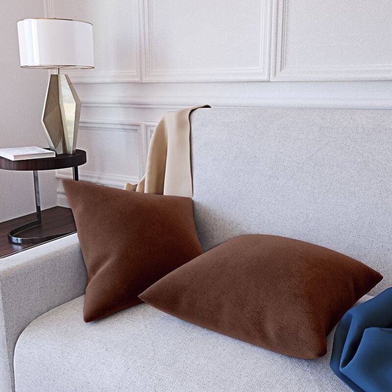 foto del prodotto bricozone - set di 2 federe per cuscini in velluto morbido e resistente copricuscini per divano poltrona soggiorno arredo arredamento casa design