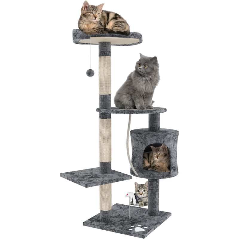 foto del prodotto bricozone tiragraffi albero palo gioco per gatti con corda in sisal naturale tira graffi angolare multifunzione giocattolo stimolante cuccia per