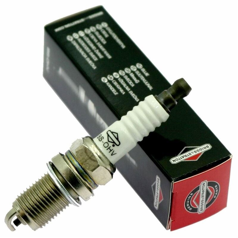 foto del prodotto briggs stratton candela di ricambio professionale per trattorino rasaerba con motore b s giallo