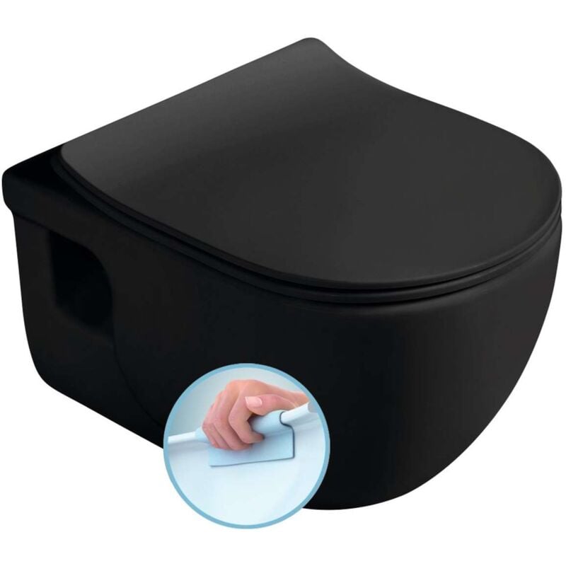 foto del prodotto brilla - wc sospeso, rimless, nero opaco 100614-110 - sapho