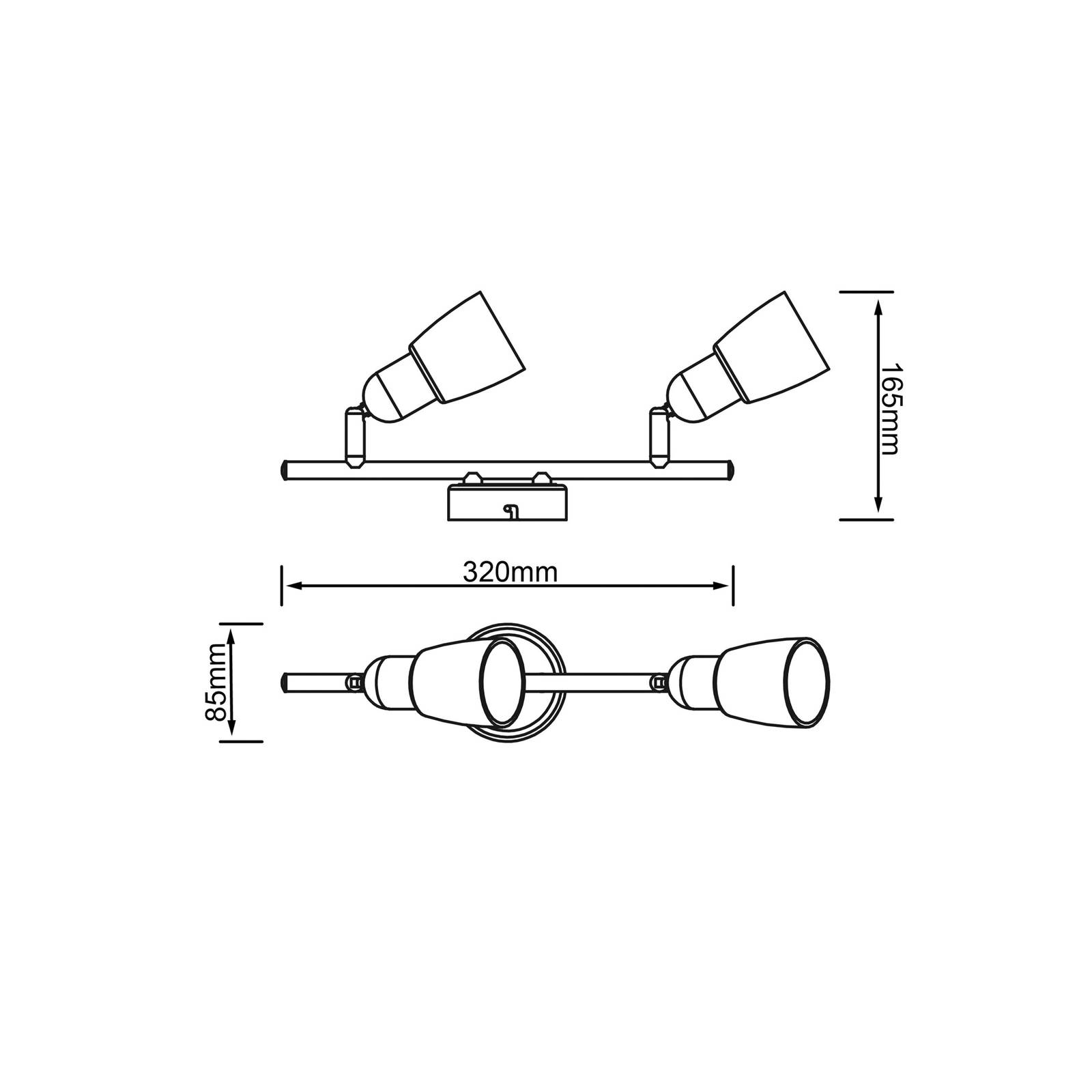 foto del prodotto brilliant faretto da soffitto sofia, ferro cromo bianco, lunghezza 33 cm, a 2 luci.