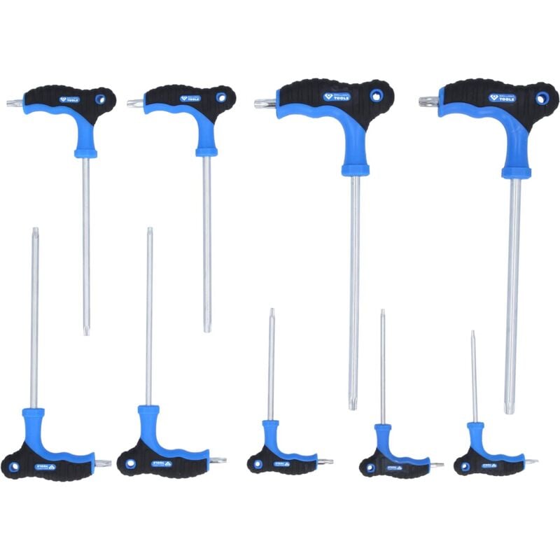 foto del prodotto brilliant tools - bt041200 serie di chiavi maschio piegate torx con foro frontale con impugnatura a t, 9 pz powered by ks tools