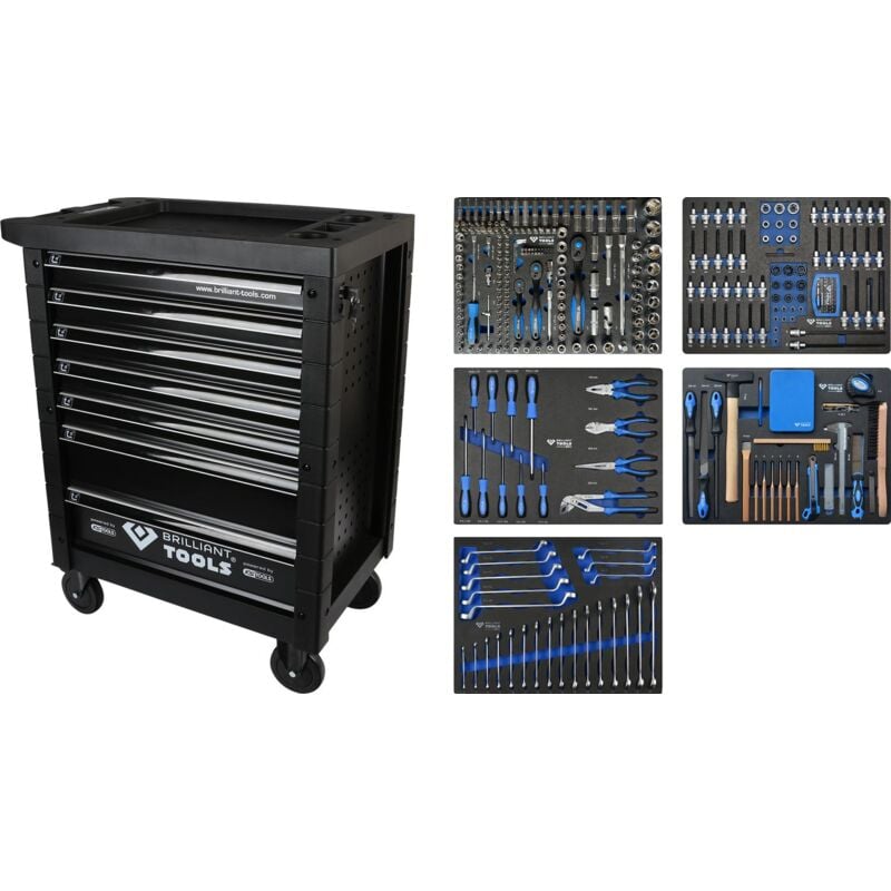 foto del prodotto brilliant tools carrello portautensili con 7 cassetti e 347 utensili
