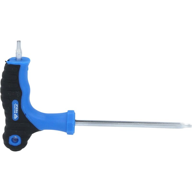 foto del prodotto brilliant tools impugnatura a t torx con chiave maschio piegata con foro frontale t10 x 75 mm