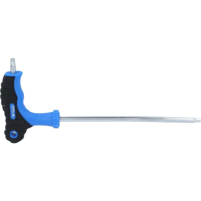 foto del prodotto brilliant tools impugnatura a t torx con chiave maschio piegata con foro frontale t30 x 150 mm