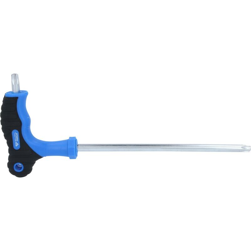 foto del prodotto brilliant tools impugnatura a t torx con chiave maschio piegata con foro frontale t50 x 200 mm