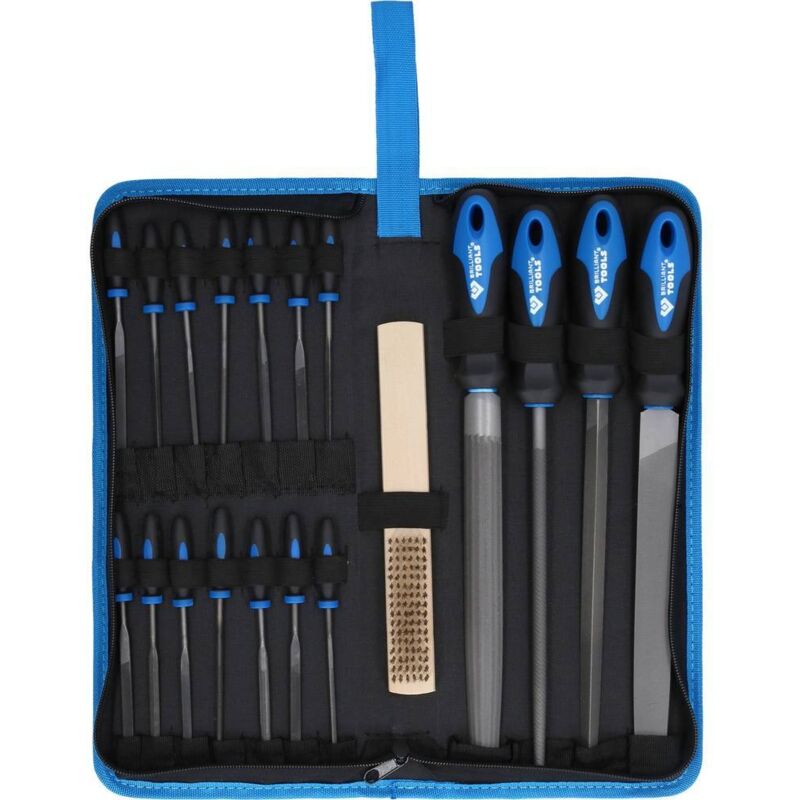 foto del prodotto brilliant tools - serie di lime con spazzola lime, 19 pz
