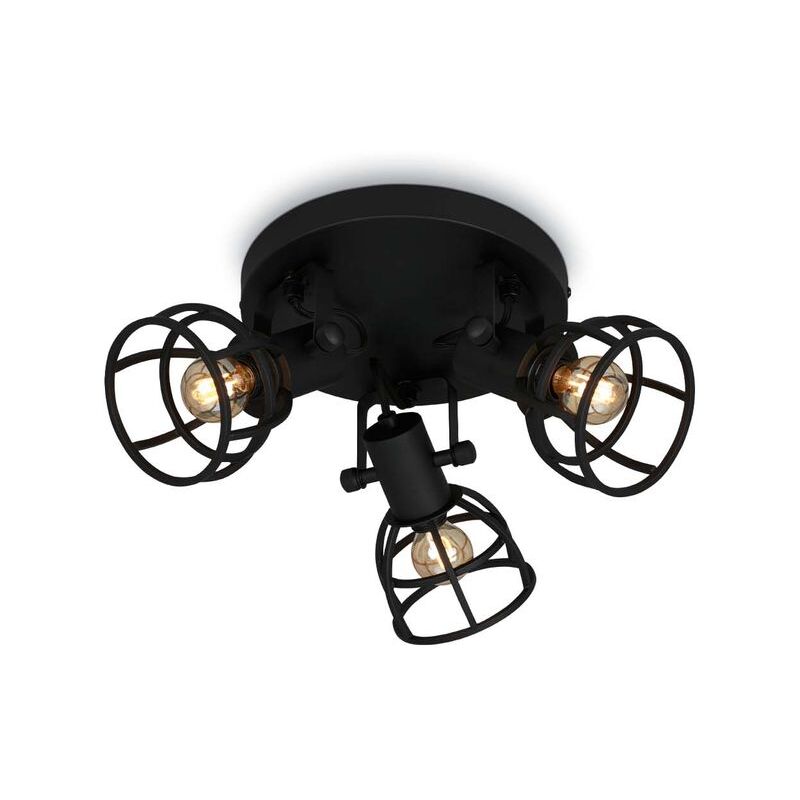 foto del prodotto brilo lampada da soffitto retr regolabile con paralume a griglia 3xe14 25w acciaio nero ner