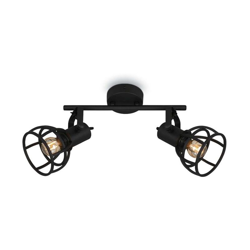 foto del prodotto brilo lampada da soffitto retro regolabile con paralume a griglia 2xe14 25w acciaio nero ner