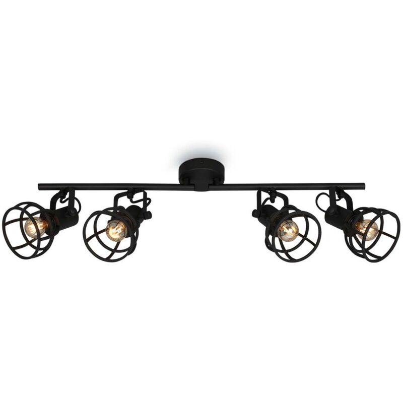 foto del prodotto brilo lampada da soffitto retro regolabile paralume a griglia 4xe14 25w acciaio nero ner
