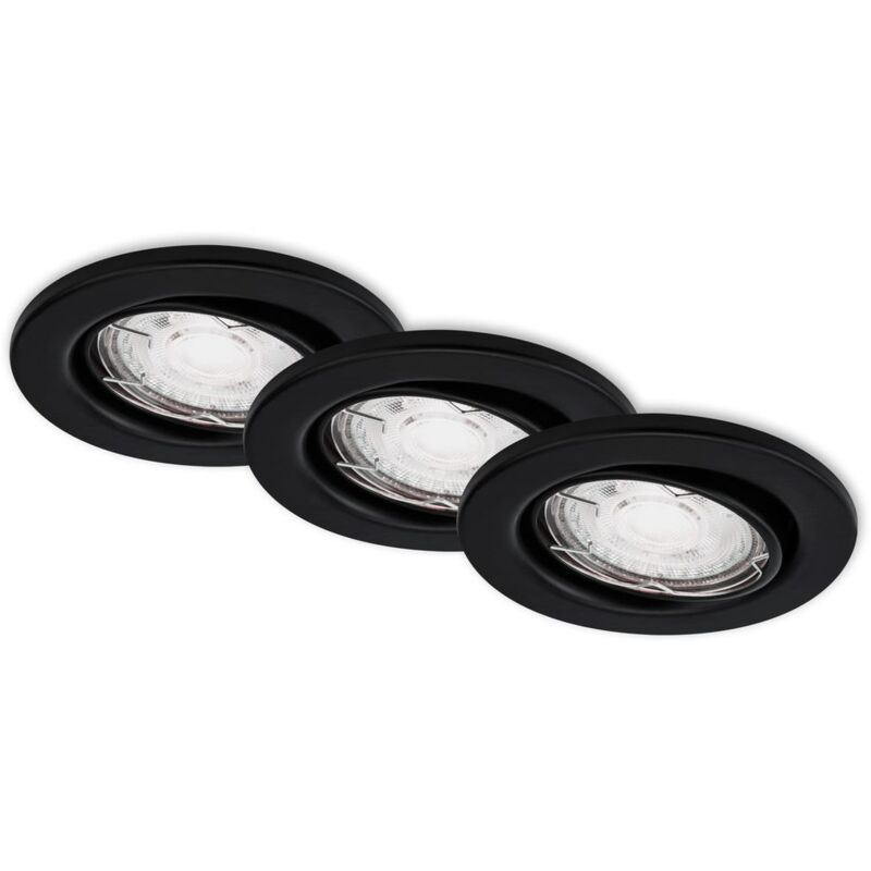 foto del prodotto brilo lampade da incasso a led orientabili, set da 3, gu10, 5 w, metallo nero opaco ner