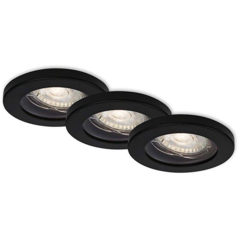 foto del prodotto brilo lampade da incasso a led, set da 3 gu10 ip65 5 w nero opaco metallo plastica ner