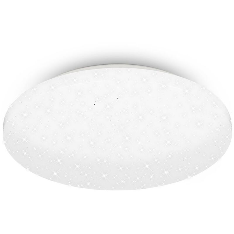 foto del prodotto brilo ner plafoniera led con decoro a stella, plafoniera led bagno ip44, decoro traforato, luce bianca neutra, 275 mm, bianco