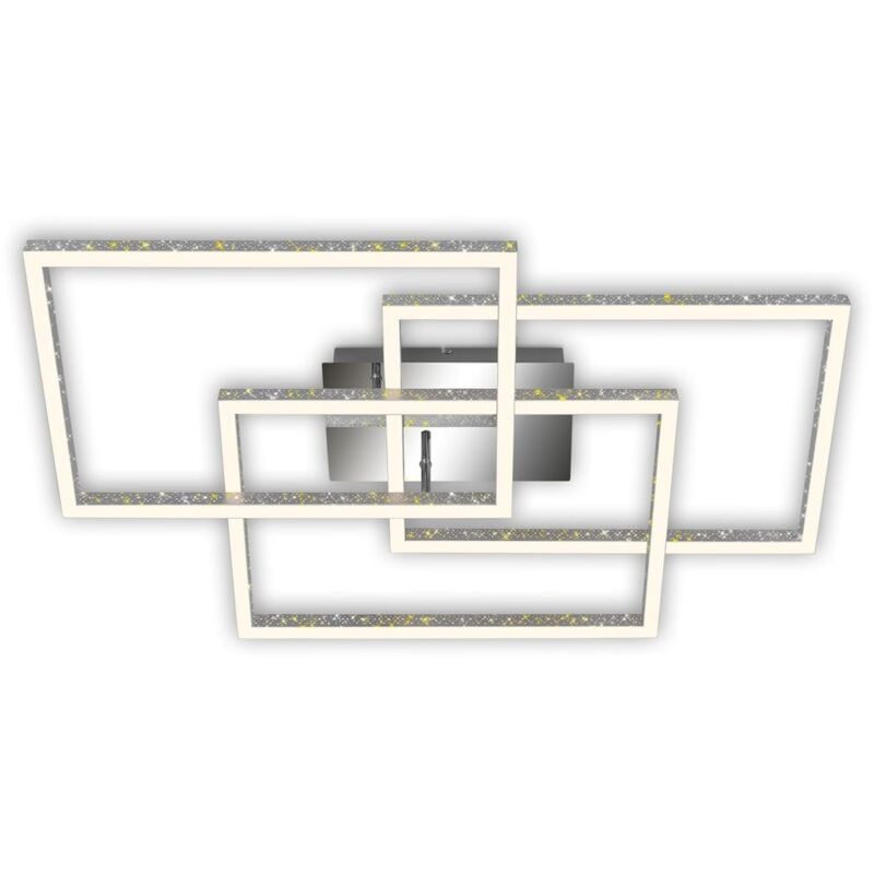 foto del prodotto brilo ner plafoniera led con effetto glitter, plafoniera led dimmerabile, luce bianca calda orientabile, cornice led, alluminio cromato