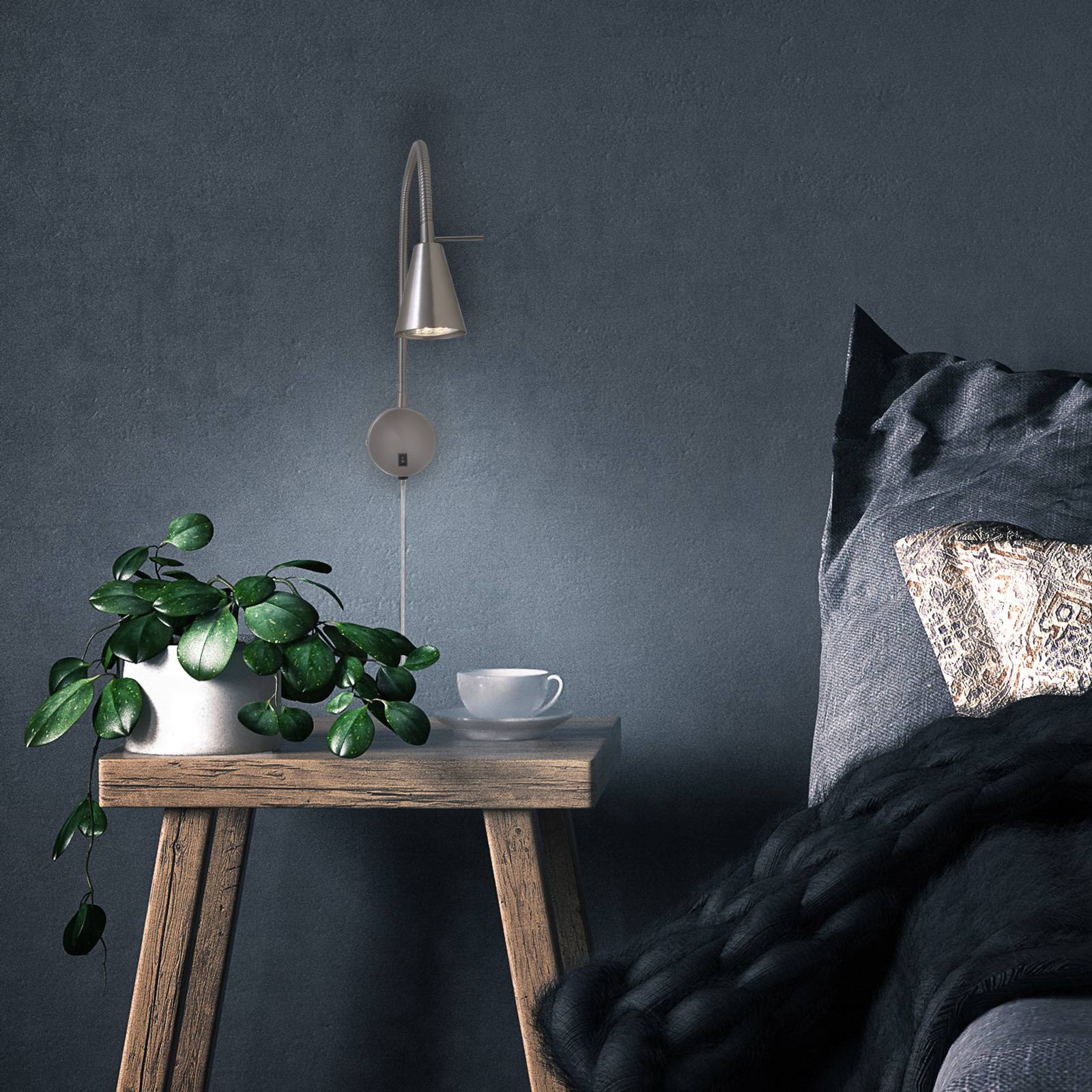 foto del prodotto briloner applique a led tusa, nichel, metallo, 45 cm, braccio flessibile