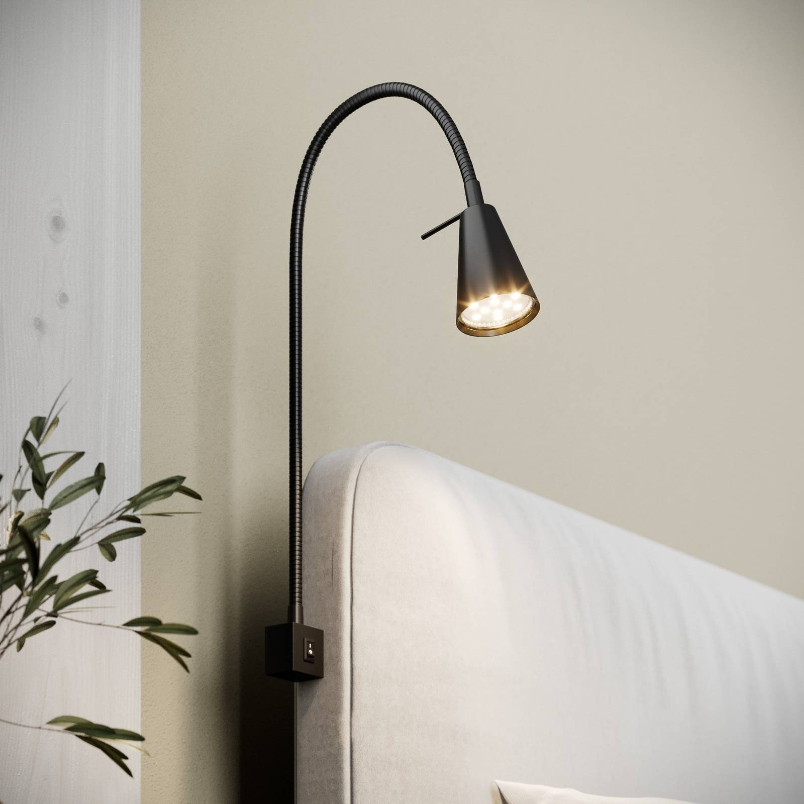 foto del prodotto briloner applique a led tuso, nero, montaggio a letto, metallo