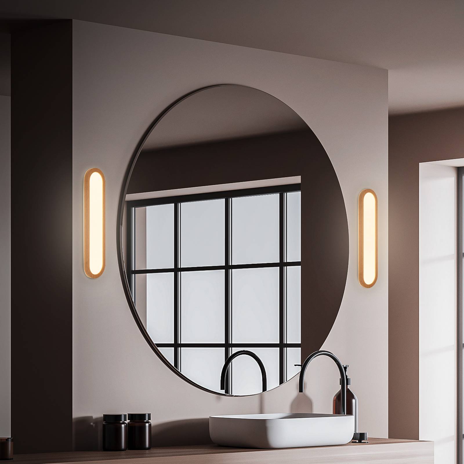 foto del prodotto briloner applique led per il bagno pil, color legno, larghezza 35 cm, plastica